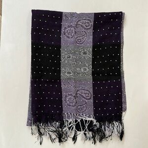 Beautiful woven black/ grey/ purple with sparkles and floral motifs shawl